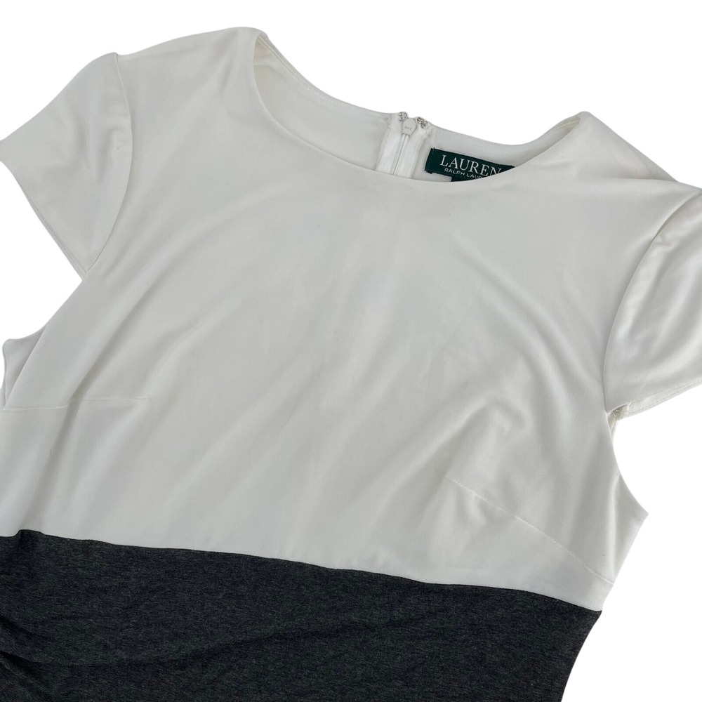 Lauren Ralph Lauren Sheath Dress Color Block Career Workwear White Black 12‎